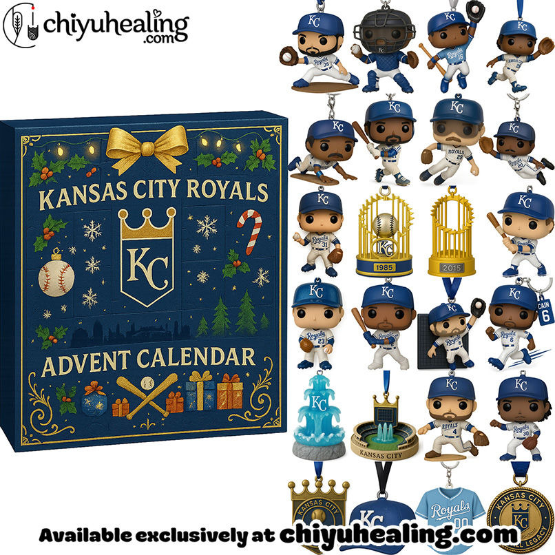 Kansas City Royals Advent Calendar 2025 56TH ANNIVERSARY Christmas Gift, Christmas Idea, Christmas Countdown Advent Calendar Gift Box with 24 Acrylic Ornaments