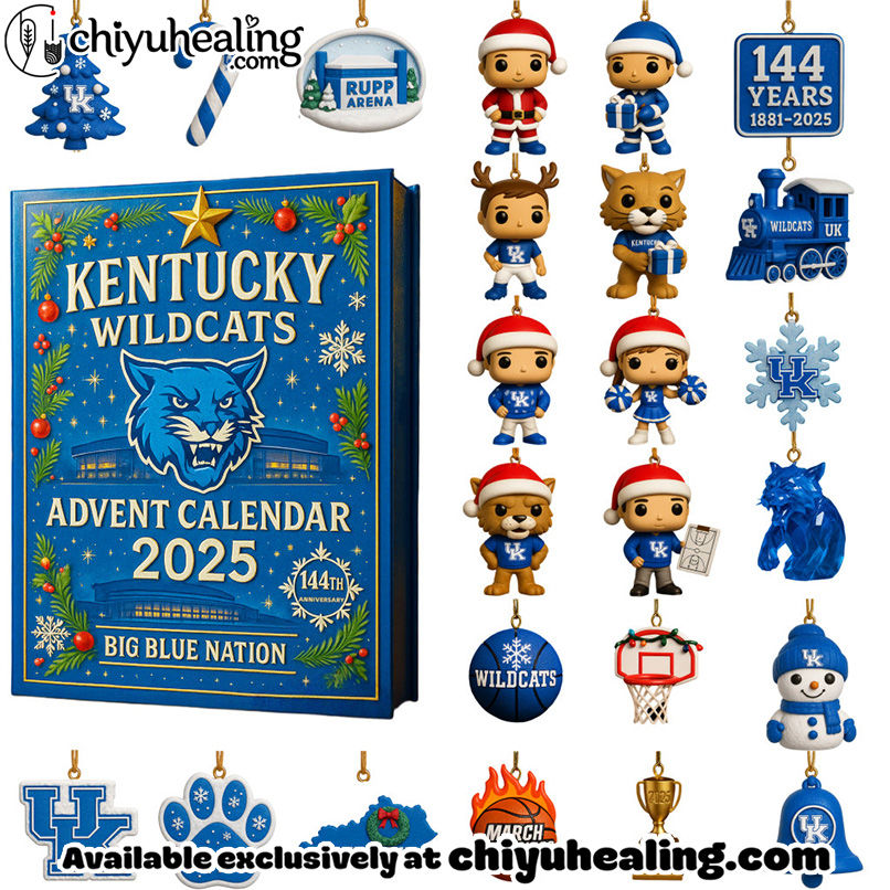Kentucky Wildcats Advent Calendar 2025, Christmas Countdown Advent Calendar Gift Box with 24 Acrylic Ornaments