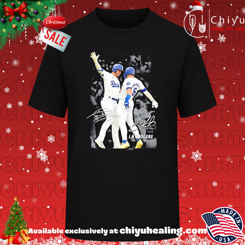 Kiké Hernández and Gavin Lux's Celebration Los Angeles Dodgers Signatures shirt, Hoodie, Sweatshirt, Poster Canvas, Mug, Ornaments