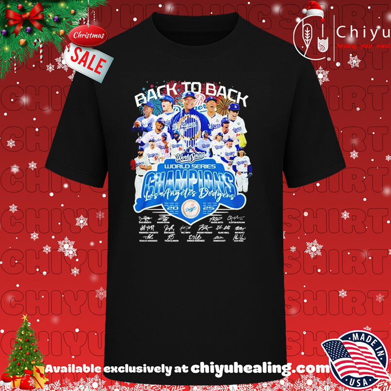 LA Dodgers 2025 World Series Champions back 2 back signatures shirt, Hoodie, Sweatshirt, Poster Canvas, Mug, Ornaments