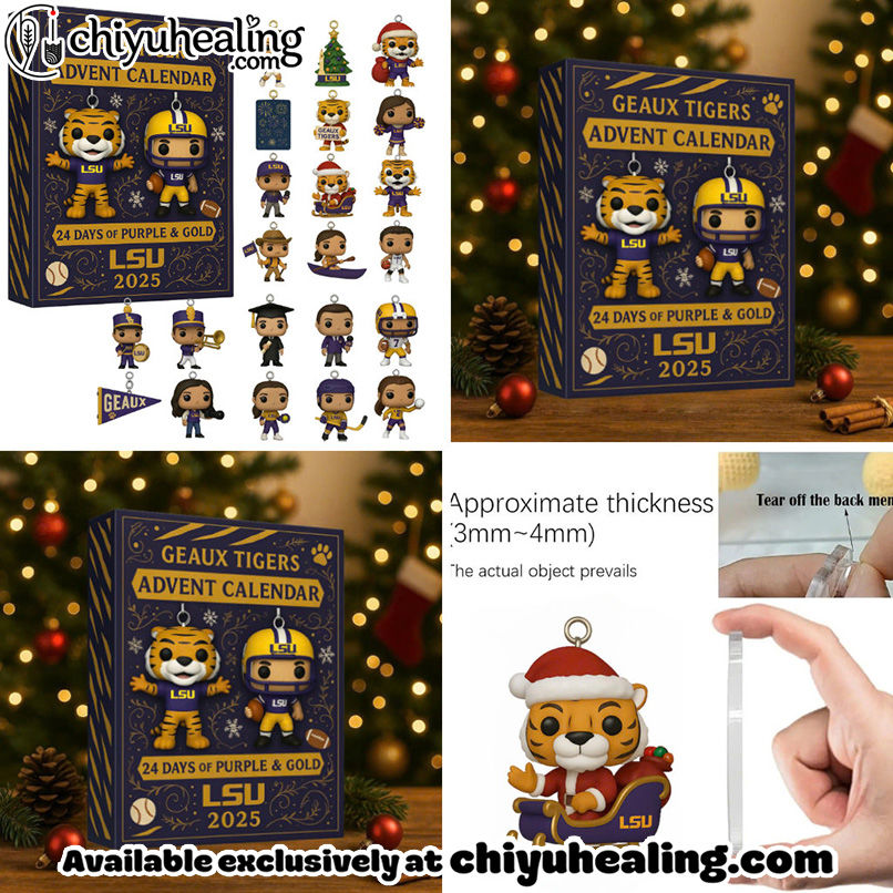 LSU Tigers 2025 Advent Calendar, Christmas Countdown Advent Calendar Gift Box with 24 Acrylic Ornaments