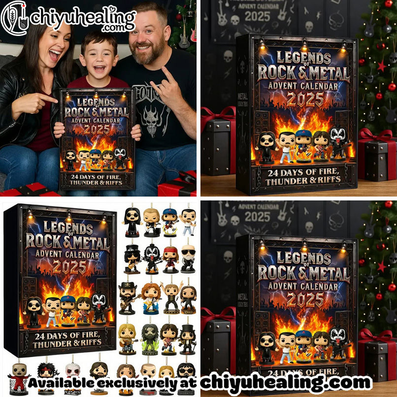 Legends of Rock and Metal Advent Calendar 2025, Christmas Countdown Advent Calendar Gift Box with 24 Acrylic Ornaments