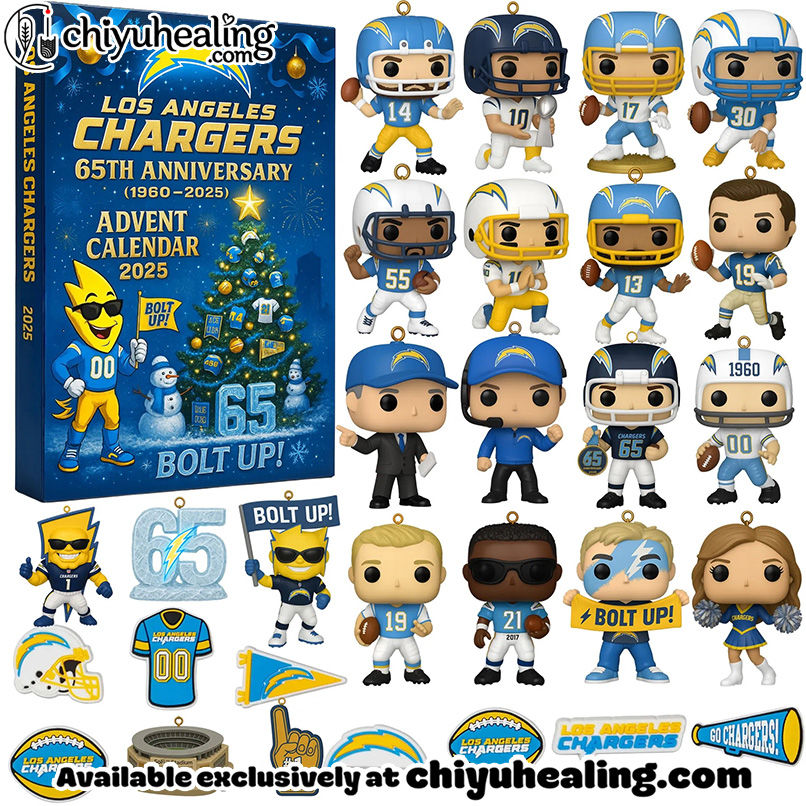Los Angeles Chargers Advent Calendar 2025 65TH ANNIVERSARY Christmas Gift, Christmas Idea, Christmas Countdown Advent Calendar Gift Box with 24 Acrylic Ornaments