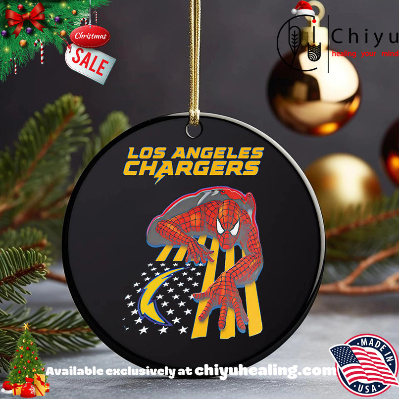 Los Angeles Chargers & Spiderman America Flag Shirt, Hoodie, Sweatshirt, Poster Canvas, Mug, Ornaments 5 Los Angeles Chargers & Spiderman America Flag Shirt, Hoodie, Sweatshirt, Poster Canvas, Mug, Ornaments