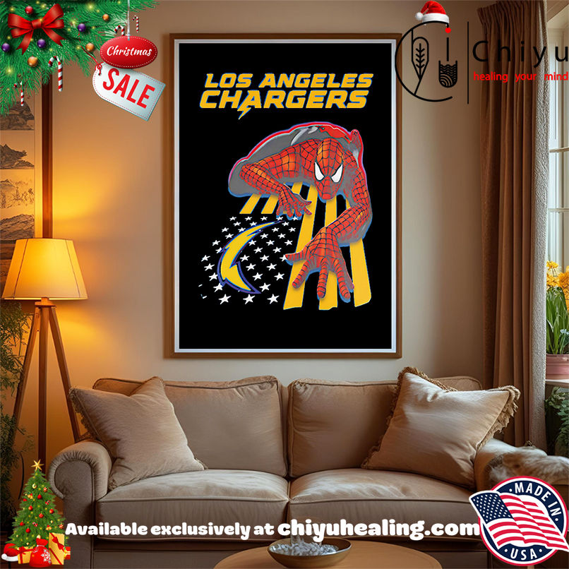 Los Angeles Chargers & Spiderman America Flag Shirt Los Angeles Chargers & Spiderman America Flag Shirt