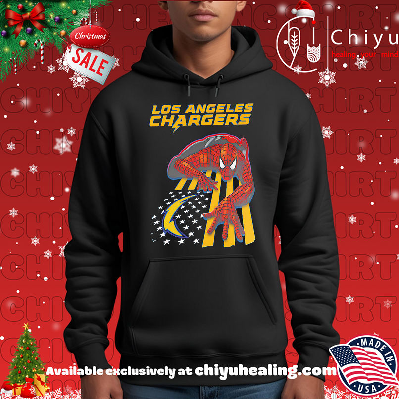Los Angeles Chargers & Spiderman America Flag Shirt, Hoodie, Sweatshirt, Poster Canvas, Mug, Ornaments 2 Los Angeles Chargers & Spiderman America Flag Shirt, Hoodie, Sweatshirt, Poster Canvas, Mug, Ornaments
