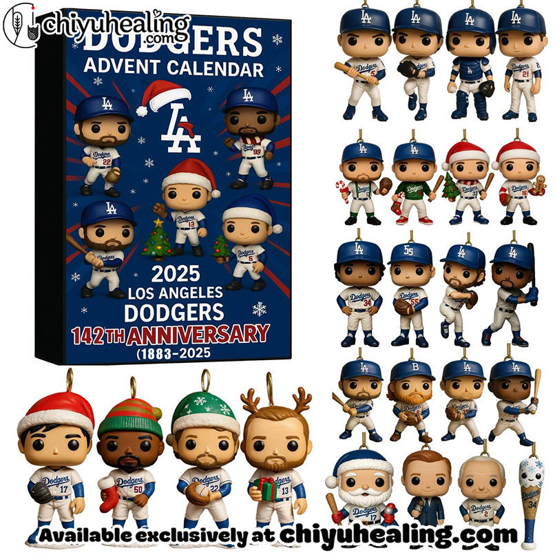 Los Angeles Dodgers 142nd Anniversary Advent Calendar 2025, Christmas Countdown Advent Calendar Gift Box with 24 Acrylic Ornaments