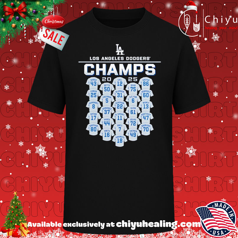 Los Angeles Dodgers 2025 World Series Champions Jersey Roster T-shirt, Hoodie, Sweatshirt, Poster Canvas, Mug, Ornaments