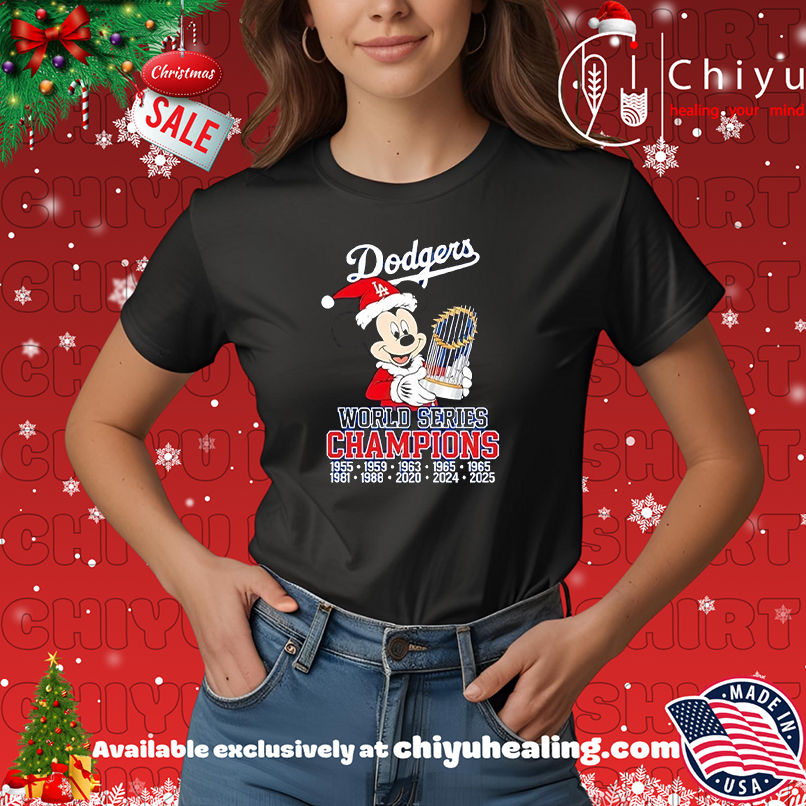 Los Angeles Dodgers World Series Champions 2025 Mickey Christmas T-shirt, Hoodie, Sweatshirt, Poster Canvas, Mug, Ornaments