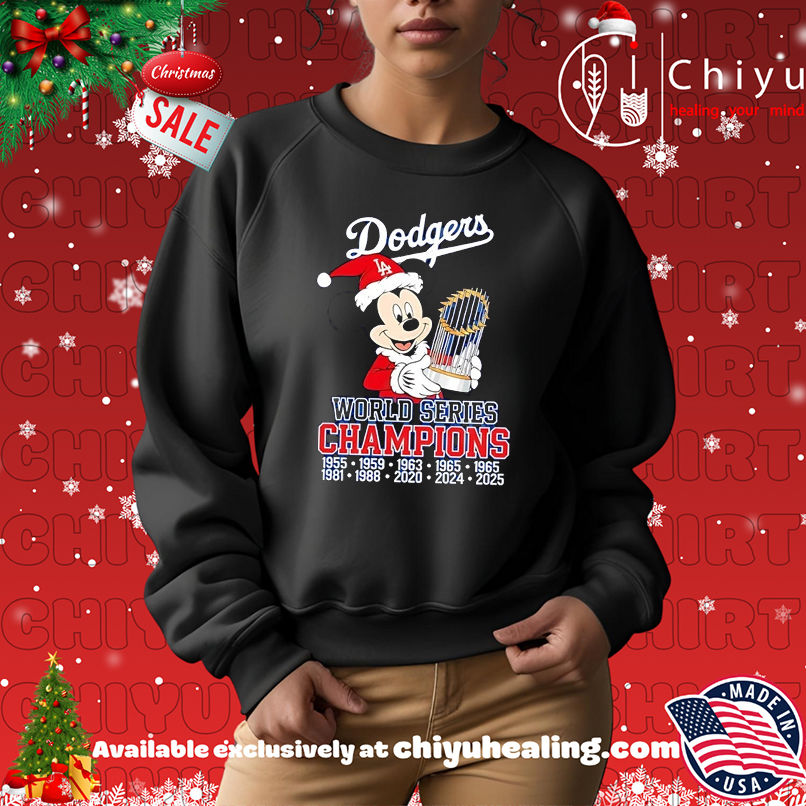 Los Angeles Dodgers World Series Champions 2025 Mickey Christmas T-shirt Los Angeles Dodgers World Series Champions 2025 Mickey Christmas T-shirt