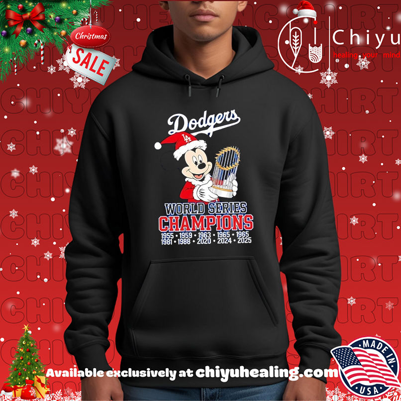 Los Angeles Dodgers World Series Champions 2025 Mickey Christmas T-shirt, Hoodie, Sweatshirt, Poster Canvas, Mug, Ornaments