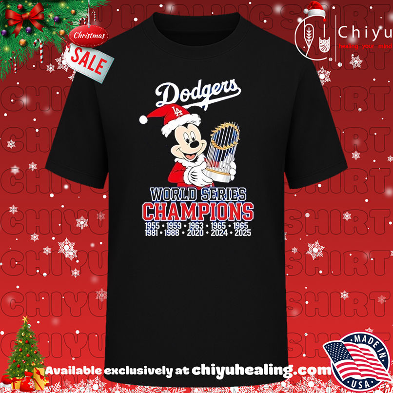 Los Angeles Dodgers World Series Champions 2025 Mickey Christmas T-shirt, Hoodie, Sweatshirt, Poster Canvas, Mug, Ornaments