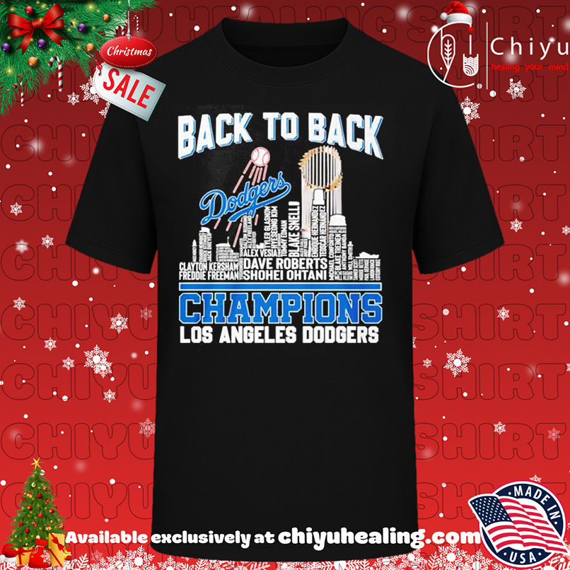 Los Angeles Dodgers champions back to back player name skyline shirt, Hoodie, Sweatshirt, Poster Canvas, Mug, Ornaments