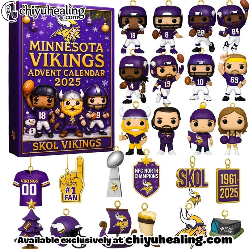 Minnesota Vikings Advent Calendar 2025 65th Anniversary Christmas Gift, Christmas Idea, Christmas Countdown Advent Calendar Gift Box with 24 Acrylic Ornaments Minnesota Vikings Advent Calendar 2025 65th Anniversary Christmas Gift, Christmas Idea, Christmas Countdown Advent Calendar Gift Box with 24 Acrylic Ornaments