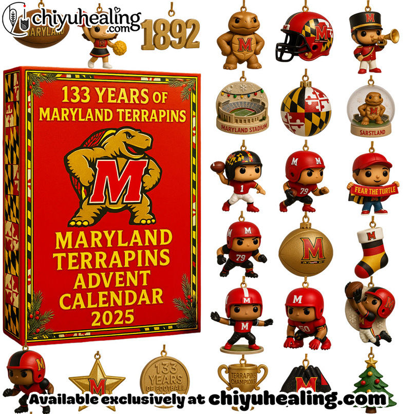 Maryland Terrapins 133th Anniversary 2025 Advent Calendar, Christmas Countdown Advent Calendar Gift Box with 24 Acrylic Ornaments Maryland Terrapins 133th Anniversary 2025 Advent Calendar, Christmas Countdown Advent Calendar Gift Box with 24 Acrylic Ornaments