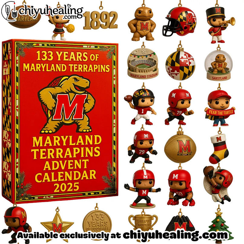 Maryland Terrapins Advent Calendar 2025, Christmas Countdown Advent Calendar Gift Box with 24 Acrylic Ornaments