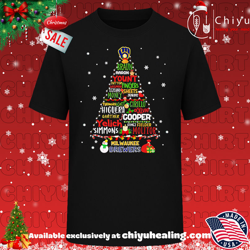 Milwaukee Brewers Christmas Tree Shirt, Hoodie, Sweatshirt, Poster Canvas, Mug, Ornaments