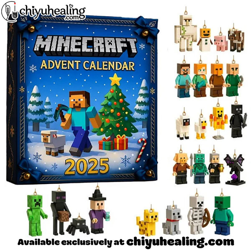 Minecraft Christmas Advent Calendar 2025, Christmas Countdown Advent Calendar Gift Box with 24 Acrylic Ornaments