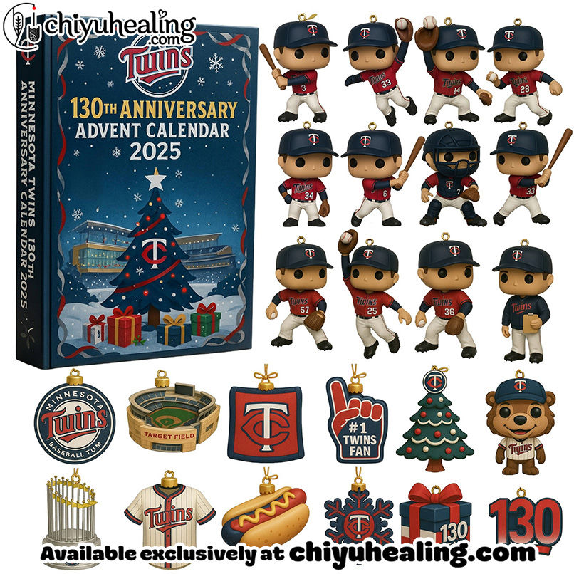 Minnesota Twins 130th Anniversary Advent Calendar 2025, Christmas Countdown Advent Calendar Gift Box with 24 Acrylic Ornaments
