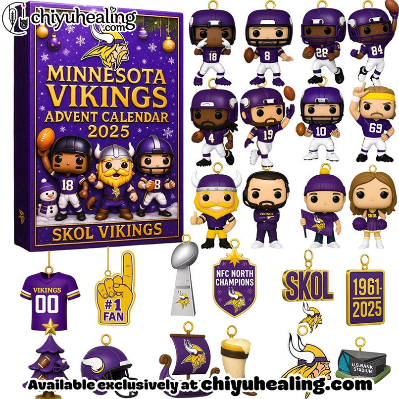 Minnesota Vikings Advent Calendar 2025, Christmas Countdown Advent Calendar Gift Box with 24 Acrylic Ornaments Minnesota Vikings Advent Calendar 2025, Christmas Countdown Advent Calendar Gift Box with 24 Acrylic Ornaments
