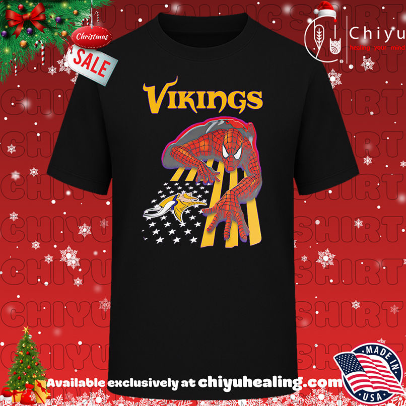 Minnesota Vikings & Spiderman America Flag Shirt, Hoodie, Sweatshirt, Poster Canvas, Mug, Ornaments