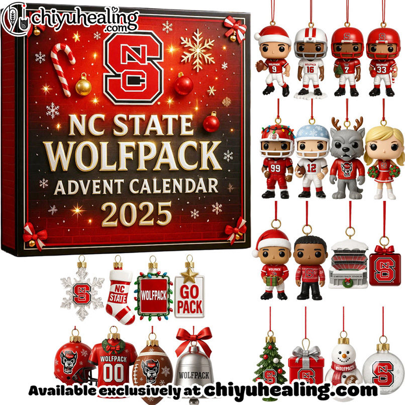 NC State Wolfpack Advent Calendar 2025, Christmas Countdown Advent Calendar Gift Box with 24 Acrylic Ornaments