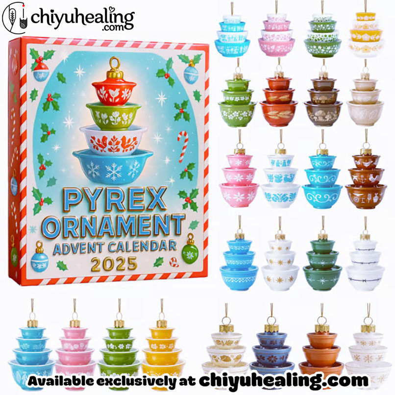 NEW Pyrex Ornament Advent Calendar 2025, Christmas Countdown Advent Calendar Gift Box with 24 Acrylic Ornaments