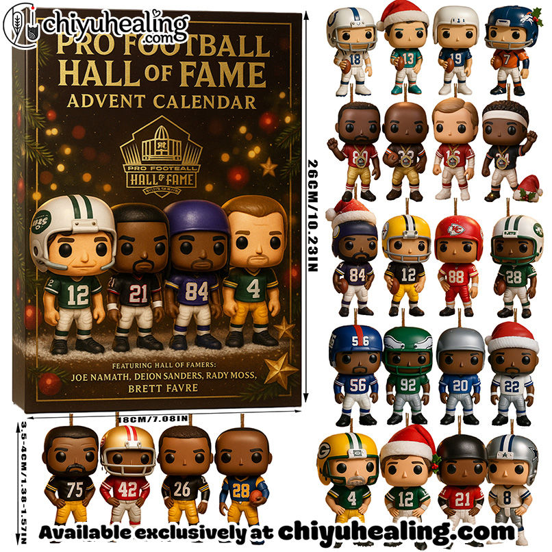NFL Pro Football Hall of Fame 2025 Advent Calendar, Christmas Countdown Advent Calendar Gift Box with 24 Acrylic Ornaments