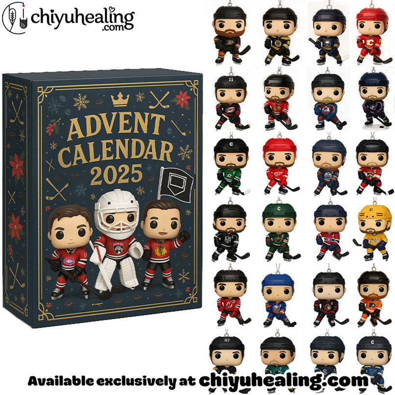 NHL Hockey Advent Calendar, Christmas Countdown Advent Calendar Gift Box with 24 Acrylic Ornaments