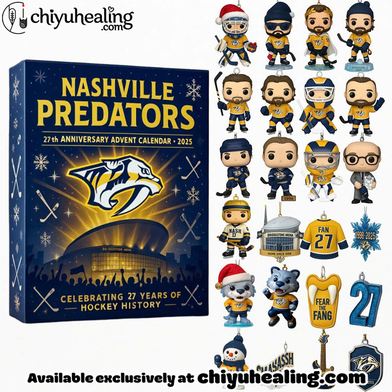 Nashville Predators 25th Anniversary Advent Calendar 2025, Christmas Countdown Advent Calendar Gift Box with 24 Acrylic Ornaments