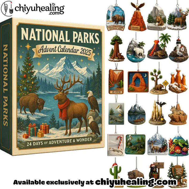 National Parks Advent Calendar 2025, Christmas Countdown Advent Calendar Gift Box with 24 Acrylic Ornaments