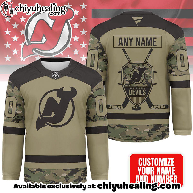 New Jersey Devils - Premium NHL Camo Army Hockey Jersey