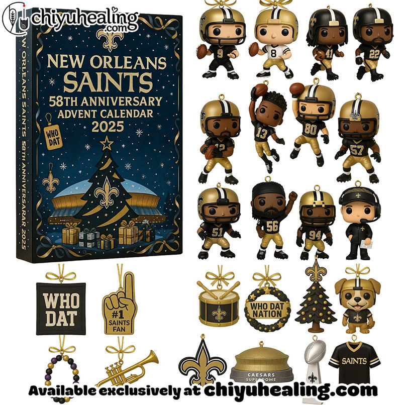 New Orleans Saints Advent Calendar 2025 59TH ANNIVERSARY Christmas Gift, Christmas Idea, Christmas Countdown Advent Calendar Gift Box with 24 Acrylic Ornaments