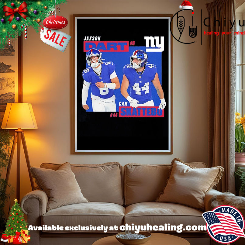 New York Giants Cam Skattebo And Jaxson Dart NFL 2025 Graphic shirt, Hoodie, Sweatshirt, Poster Canvas, Mug, Ornaments