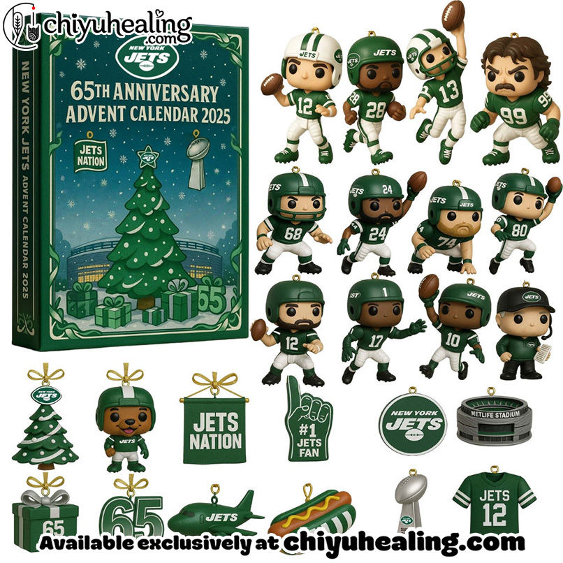 New York Jets Advent Calendar 2025 65TH ANNIVERSARY Christmas Gift, Christmas Idea, Christmas Countdown Advent Calendar Gift Box with 24 Acrylic Ornaments