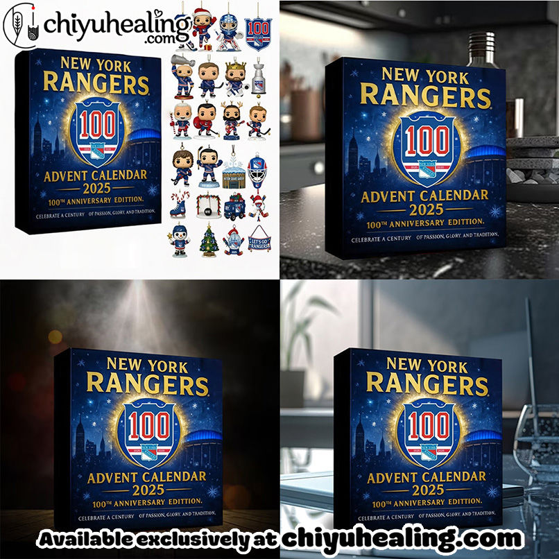 New York Rangers 100th Anniversary Advent Calendar 2025, Christmas Countdown Advent Calendar Gift Box with 24 Acrylic Ornaments