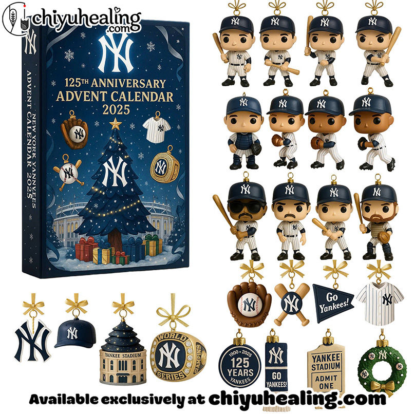 New York Yankees Advent Calendar 2025 125TH ANNIVERSARY Christmas Gift, Christmas Idea, Christmas Countdown Advent Calendar Gift Box with 24 Acrylic Ornaments