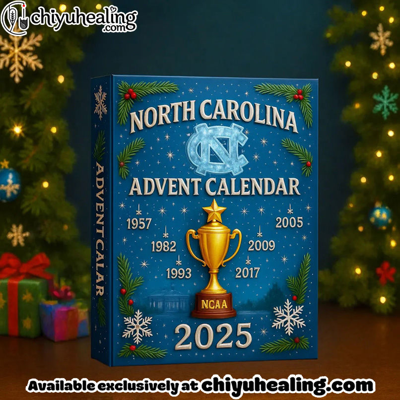 North Carolina Tar Heels Advent Calendar 2025, Christmas Countdown Advent Calendar Gift Box with 24 Acrylic Ornaments