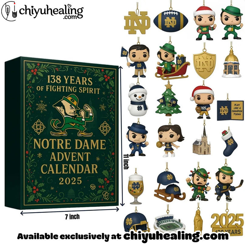Notre Dame Fighting Irish Advent Calendar, Christmas Countdown Advent Calendar Gift Box with 24 Acrylic Ornaments