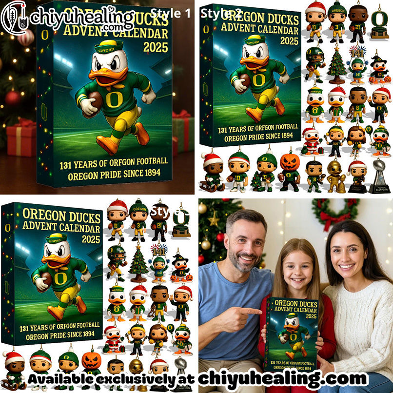 Oregon Ducks Advent Calendar, Christmas Countdown Advent Calendar Gift Box with 24 Acrylic Ornaments