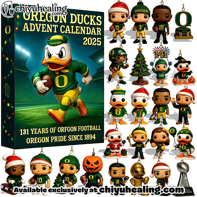 Oregon Ducks Advent Calendar, Christmas Countdown Advent Calendar Gift Box with 24 Acrylic Ornaments