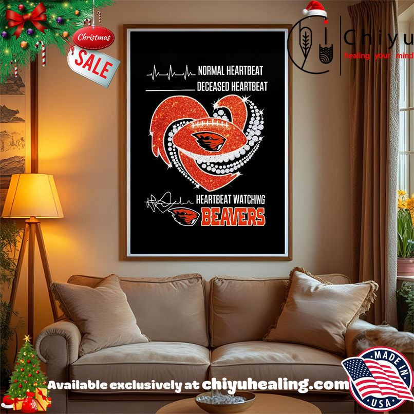 Oregon State Beaver Normal Heartbeat Deceased Heartbeat Diamond Heart shirt, Hoodie, Sweatshirt, Poster Canvas, Mug, Ornaments