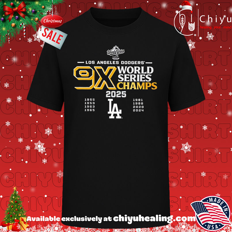 Original 9-Time Los Angeles Dodgers World Series Champs 2025 Black shirt, Hoodie, Sweatshirt, Poster Canvas, Mug, Ornaments
