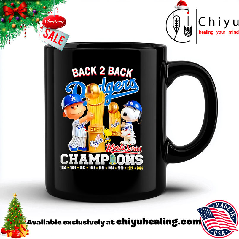Original Charlie Brown and Snoopy Los Angeles Dodgers Snoopy Back 2 Back Champions shirt, Hoodie, Sweatshirt, Poster Canvas, Mug, Ornaments