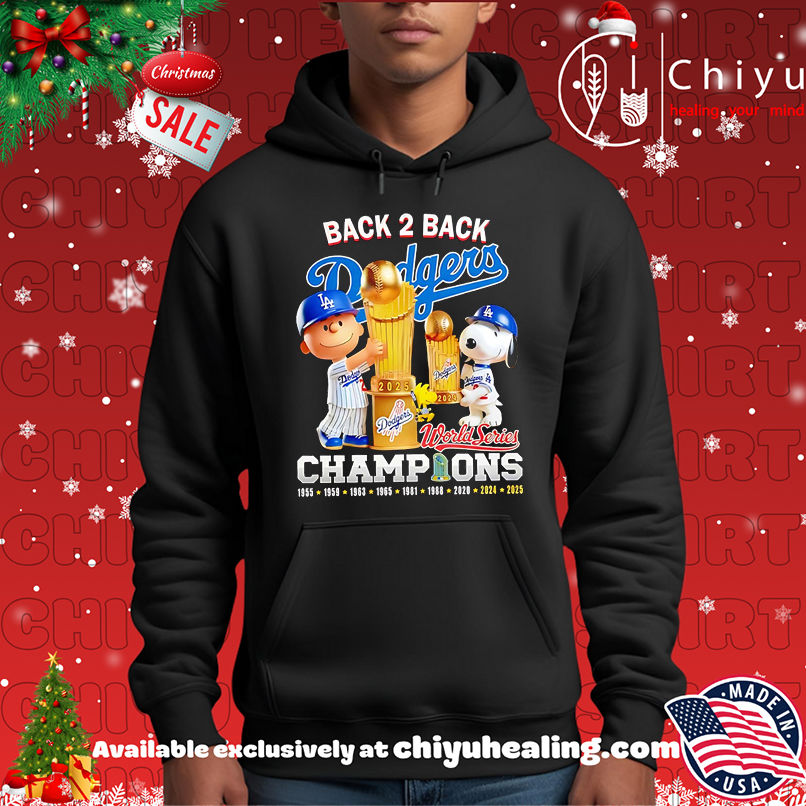 Original Charlie Brown and Snoopy Los Angeles Dodgers Snoopy Back 2 Back Champions shirt, Hoodie, Sweatshirt, Poster Canvas, Mug, Ornaments