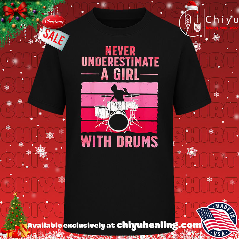 Original Never Underestimate A Girl With Drums vintage pink shirt, Hoodie, Sweatshirt, Poster Canvas, Mug, Ornaments