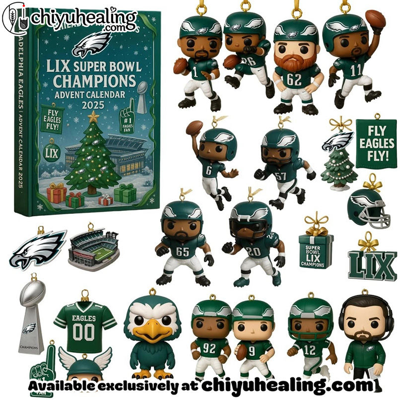 Philadelphia Eagles Advent Calendar 2025 - Super Bowl LIX Champions Edition Christmas Gift, Christmas Idea, Christmas Countdown Advent Calendar Gift Box with 24 Acrylic Ornaments