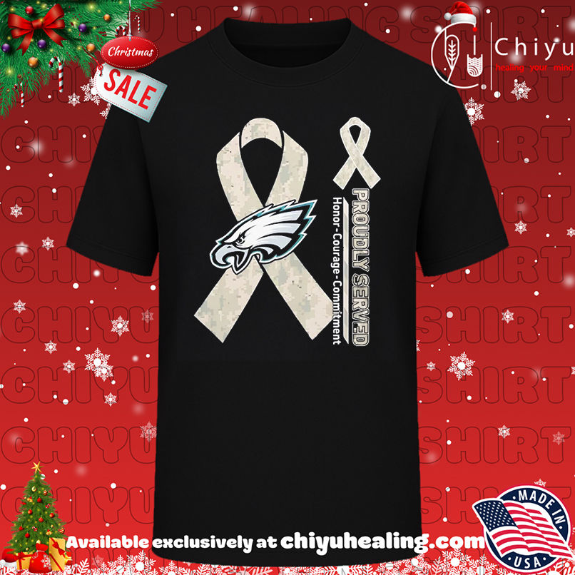 Philadelphia Eagles Proudly Served Honor Courage Commitment Logo shirt, Hoodie, Sweatshirt, Poster Canvas, Mug, Ornaments