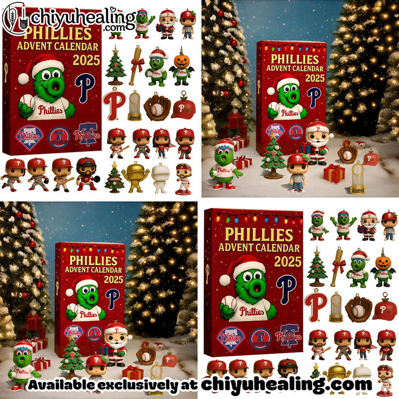 Philadelphia Phillies Advent Calendar 2025 142TH ANNIVERSARY Christmas Gift, Christmas Idea, Christmas Countdown Advent Calendar Gift Box with 24 Acrylic Ornaments