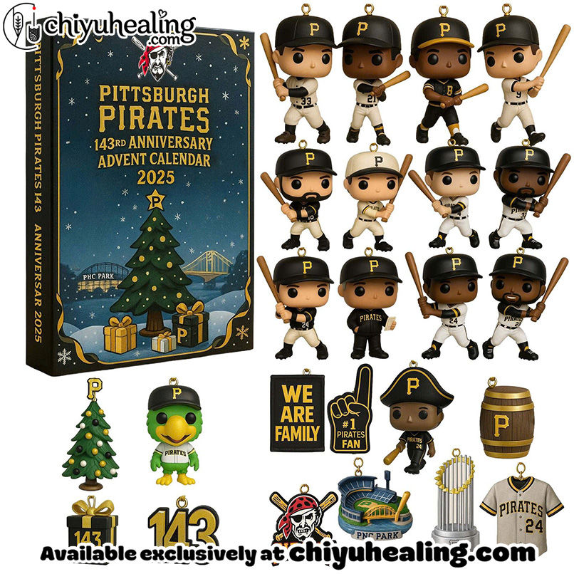 Pittsburgh Pirates Advent Calendar 2025 143TH ANNIVERSARY Christmas Gift, Christmas Idea, Christmas Countdown Advent Calendar Gift Box with 24 Acrylic Ornaments